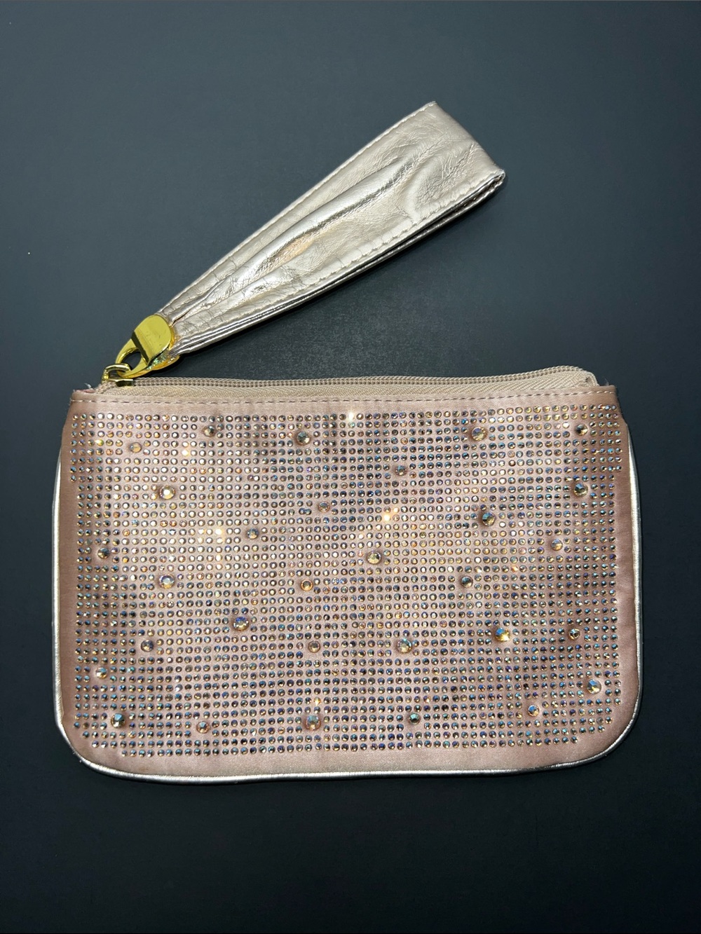 Bakers Pink Embellished Wristlet Clutch with Gold Strap